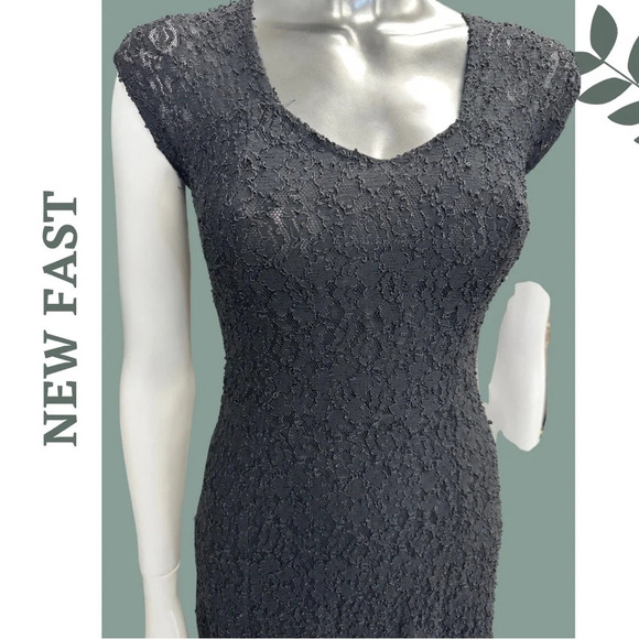 Stretch Lace Black Dress Lined Cap Sleeve size 10 - Picture 10 of 10
